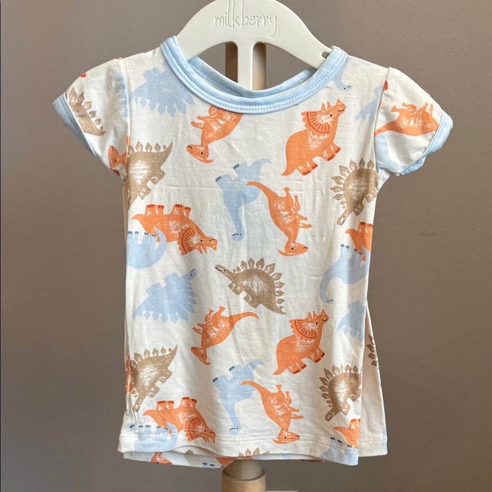 NEW Milkberry 12M Bamboo Summer Dinosaur Pajama Short Set
